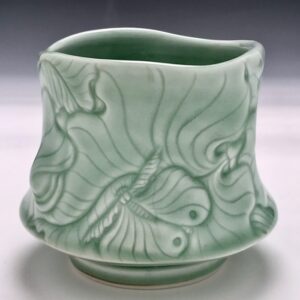 INCISED BUTTERFLY, BIRD, LEAFS TEA BOWL' by ELAINE COLEMAN